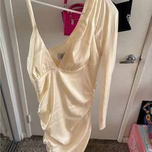 Oh Polly Cream Long Sleeve Dress